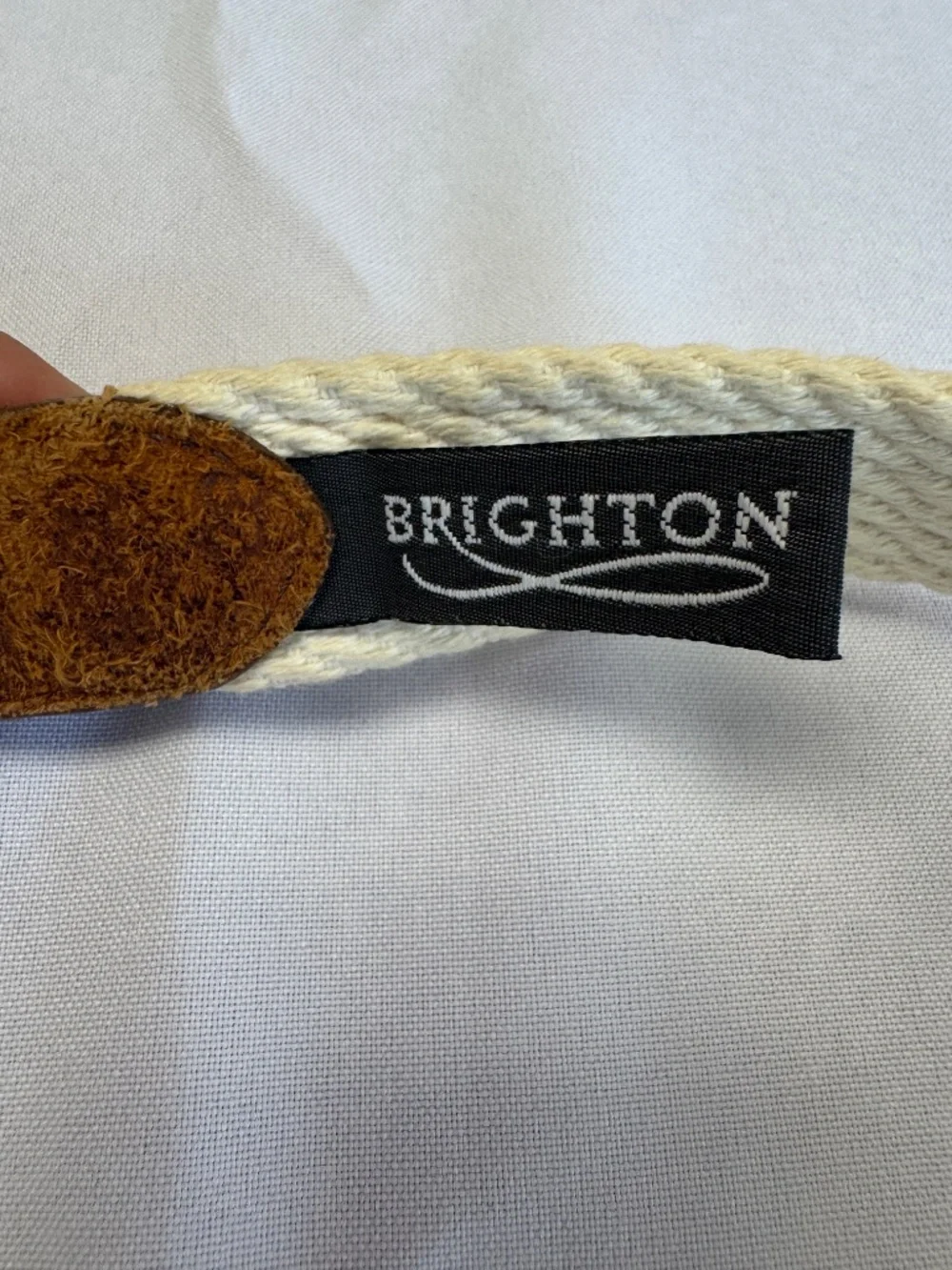 Brighton Cream Woven Belt with Brown Leather Buckle Size 28